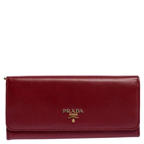 prada saffiano leather wallet red|Prada saffiano leather continental wallet.